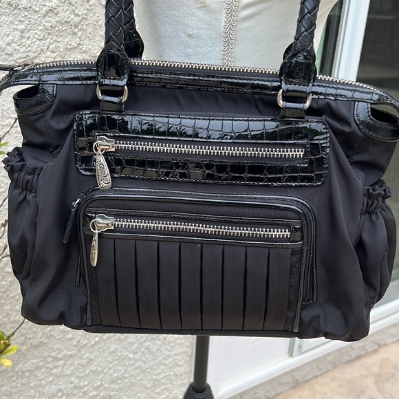 Brighton Nylon Purse with Croc Patent and Braided Handles - Picture 2 of 9